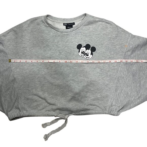 Zara x Disney Mickey Mouse Glitch Collection Women’s Gray Crop Sweatshirt Medium - Picture 6 of 11